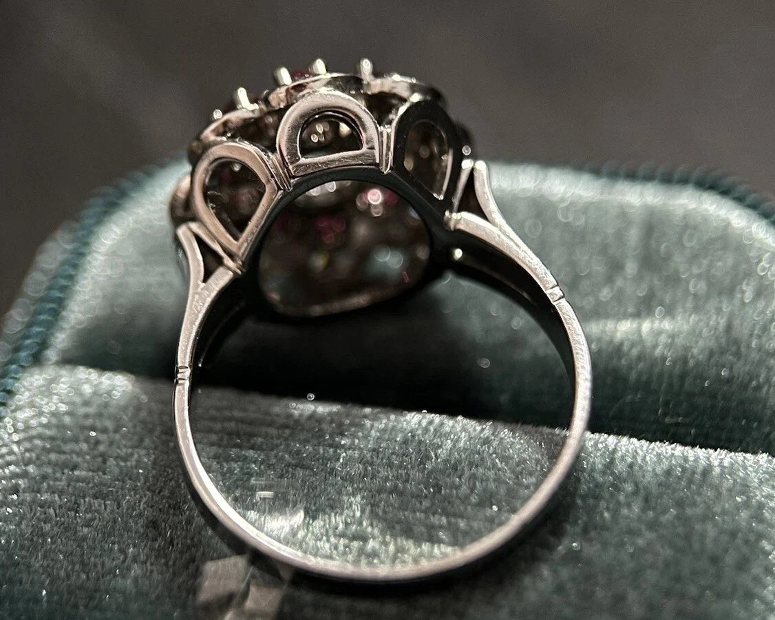 585 Weißgold Ring mit Rubinen, Diamanten & Brillant ca. 0,45 ct R/iF Gold 14K