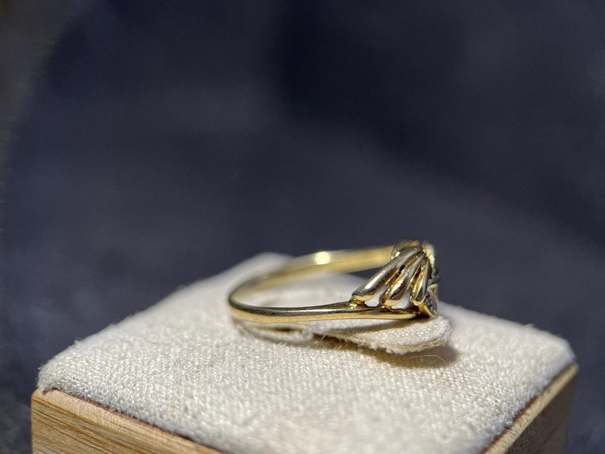 333 Gold Ring Mit Diamanten 8 Karat Gelbgold Blatt Muster Gr. 53 Damen Ring