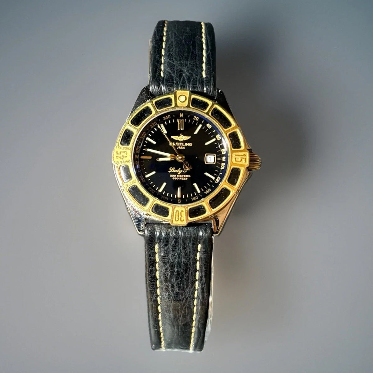 BREITLNG LADY J Damen Uhr STAHL/GOLD D52065 Fullset Quartz 1997