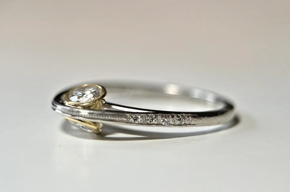 Einzigartiger 950 Platin Ring mit 2x 0,37 Carat Brillanten Gr. 51