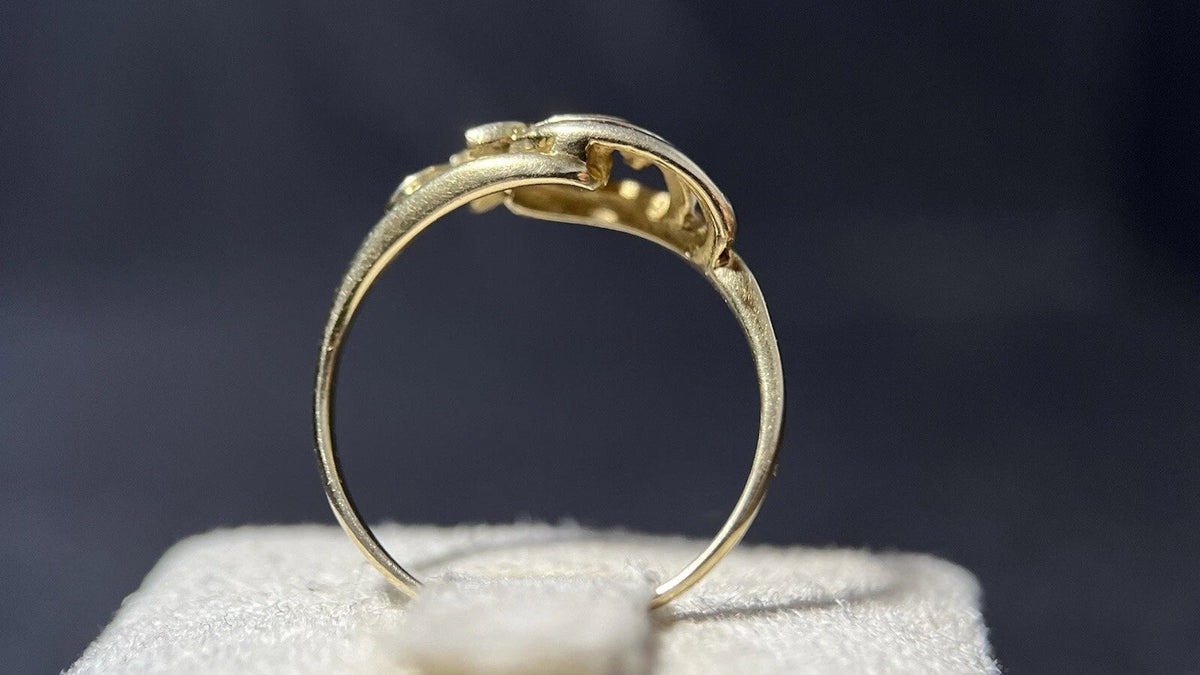 333 Gold Ring Mit Diamanten 8 Karat Gelbgold Blatt Muster Gr. 53 Damen Ring