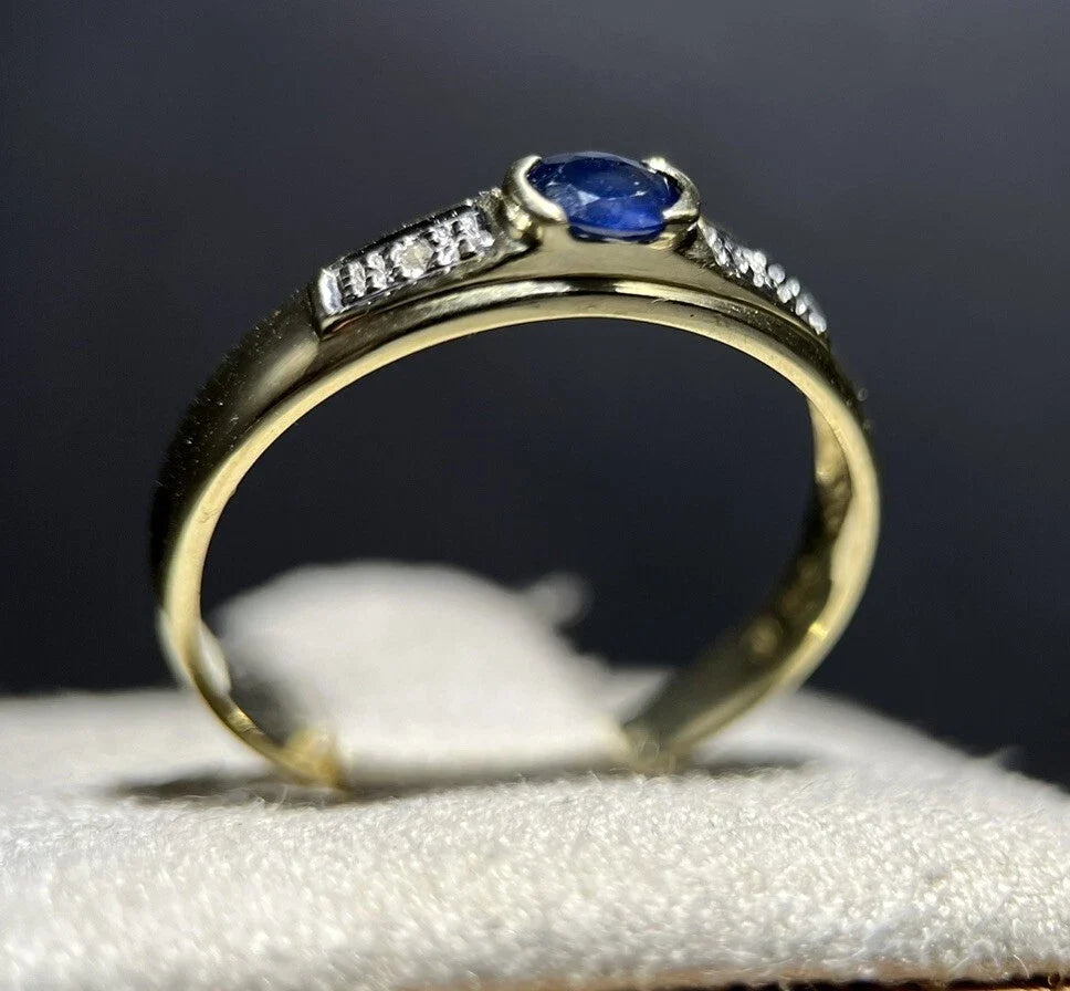 585 Gold Ring Mit Saphir Und Diamanten Gr. 56,5 Gelbgold 14 Karat