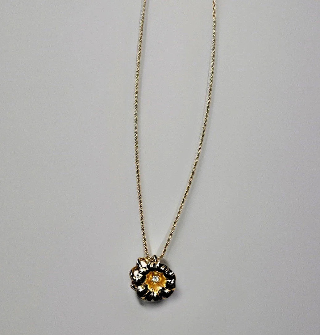 Christian Dior Halskette Blume Anhänger Original 45 cm Vergoldet