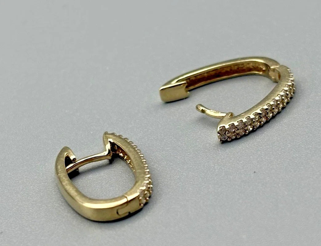 14 Karat Gold Creolen Ohrringe 585 Gelbgold Diamanten