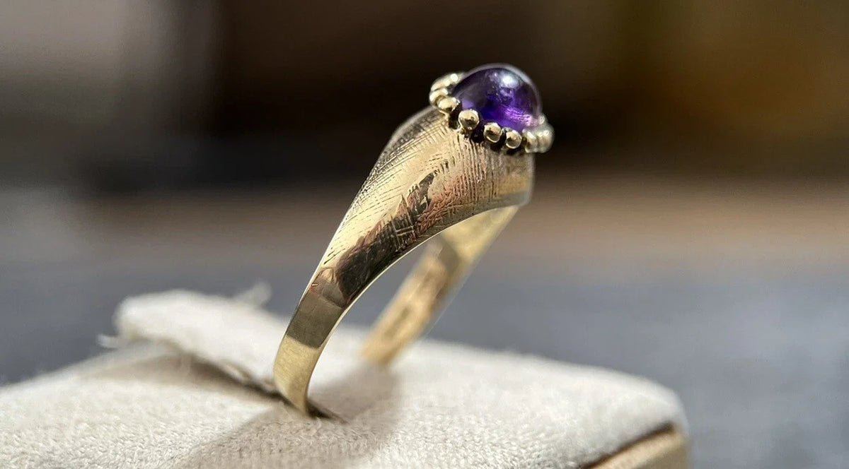 333 Gold Ring Mit Amethyst Vintage Gr. 56 Gelbgold 8 Karat Damen Ring
