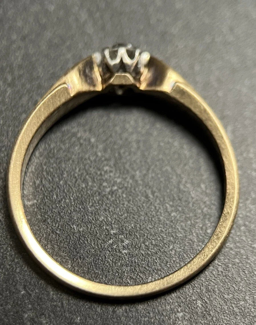 585 Gold Solitär Ring Mit Altschliff Diamant 14 Karat Gelbgold Matt Gr. 58