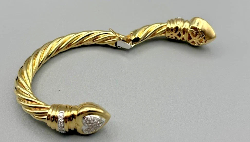Wempe Atelier 18K Gold Vintage Armreif 750 Gelbgold Gestempelt Herzen Brillanten
