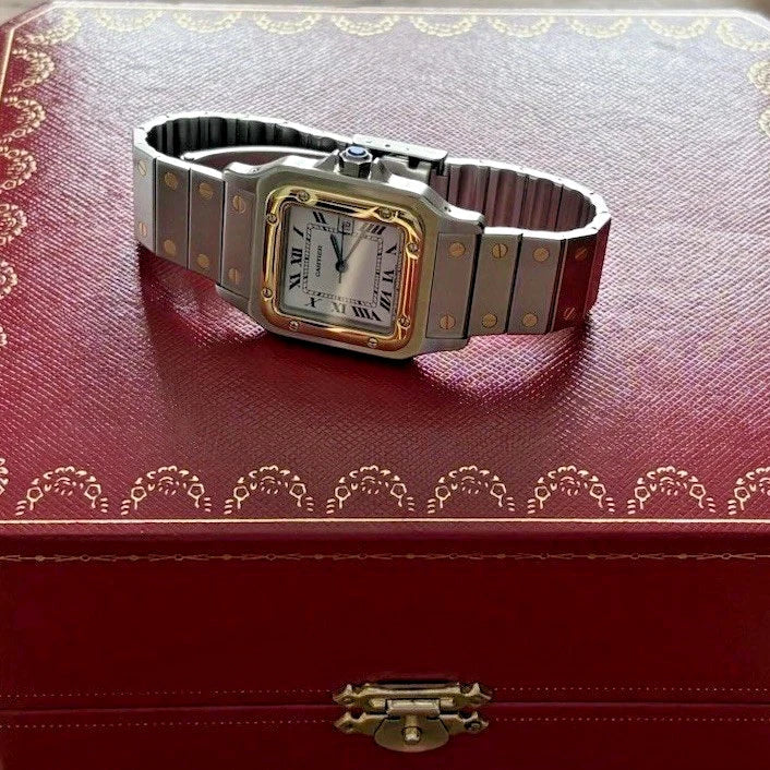 Cartier Santos Carrée Automatik AC23.80 Stahl/18K Gold Frisch Revidiert Box