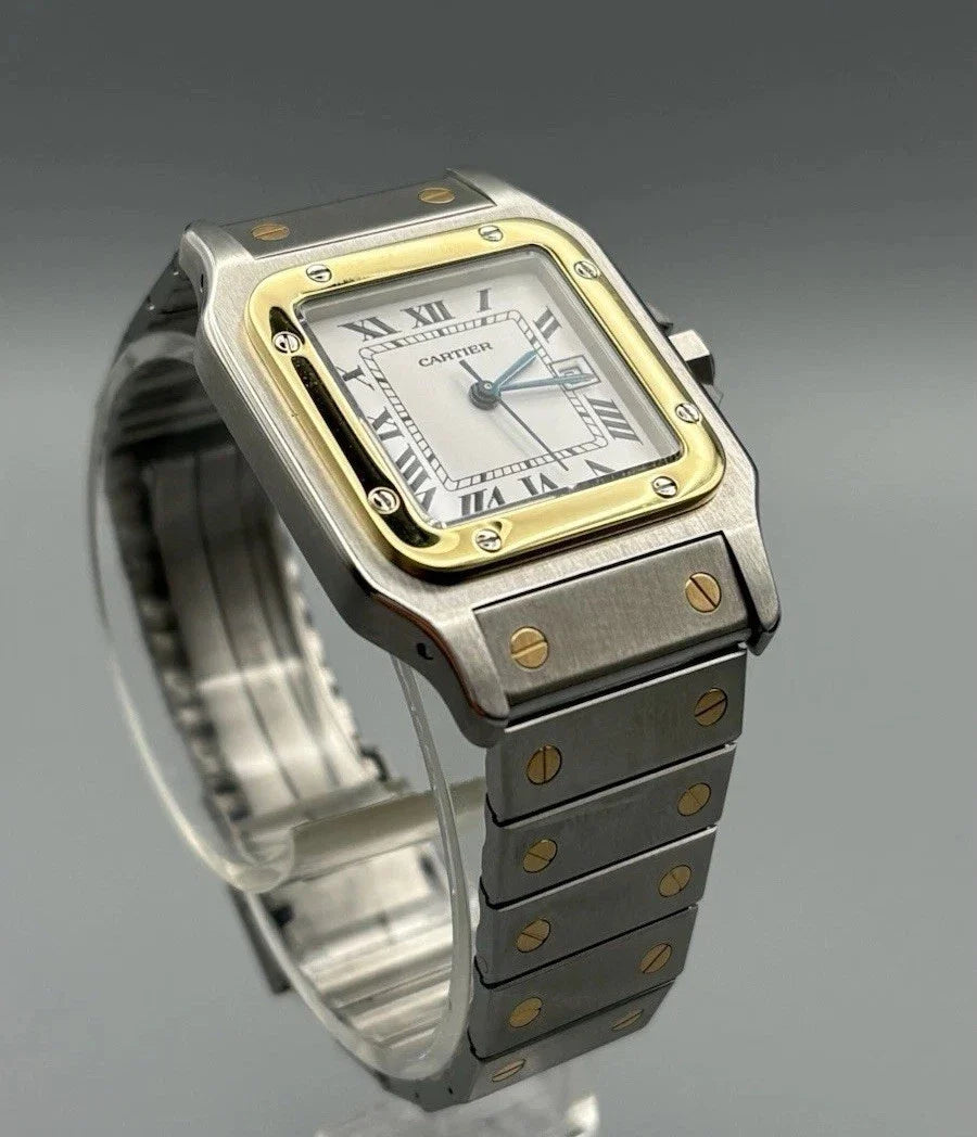 Cartier Santos Carrée Automatik AC23.80 Stahl/18K Gold Frisch Revidiert Box