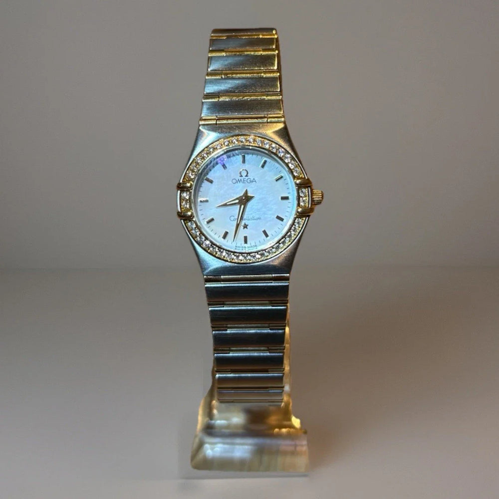 Omega Constellation 27,5 mm Stahl/Gold – Perlmutt mit Diamanten