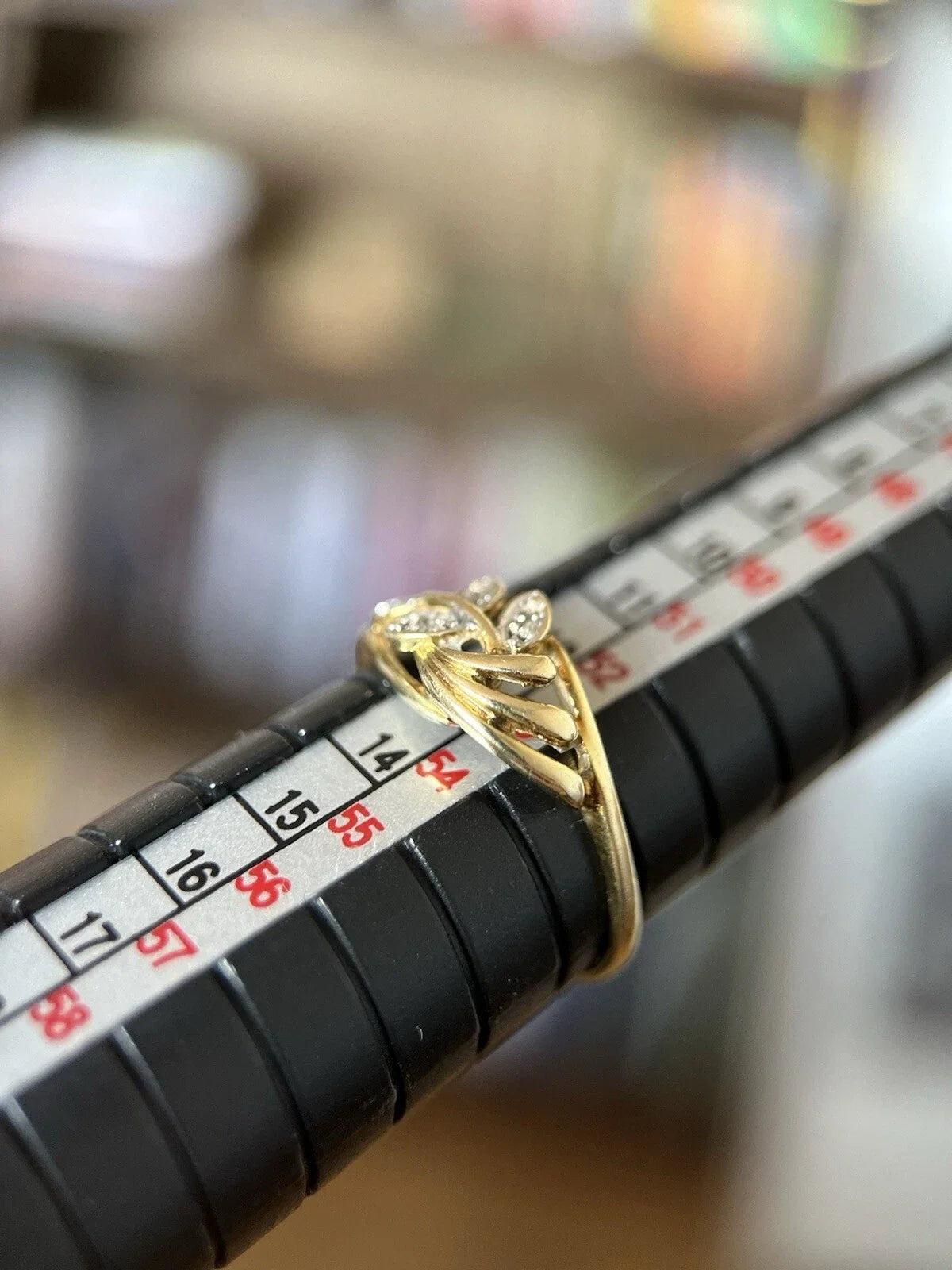333 Gold Ring Mit Diamanten 8 Karat Gelbgold Blatt Muster Gr. 53 Damen Ring
