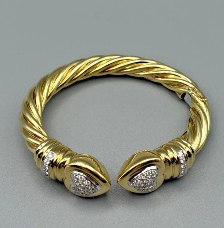 Wempe Atelier 18K Gold Vintage Armreif 750 Gelbgold Gestempelt Herzen Brillanten