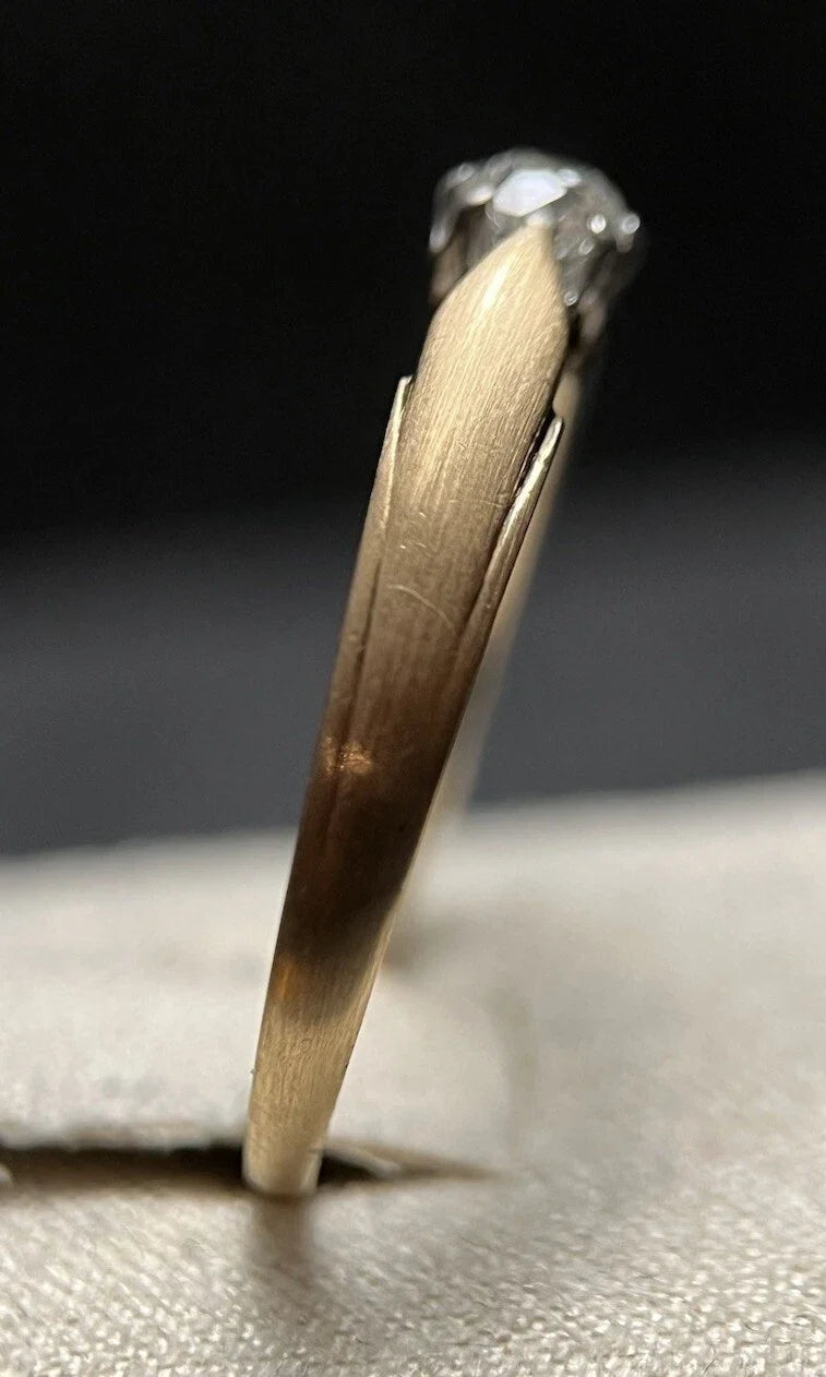 585 Gold Solitär Ring Mit Altschliff Diamant 14 Karat Gelbgold Matt Gr. 58