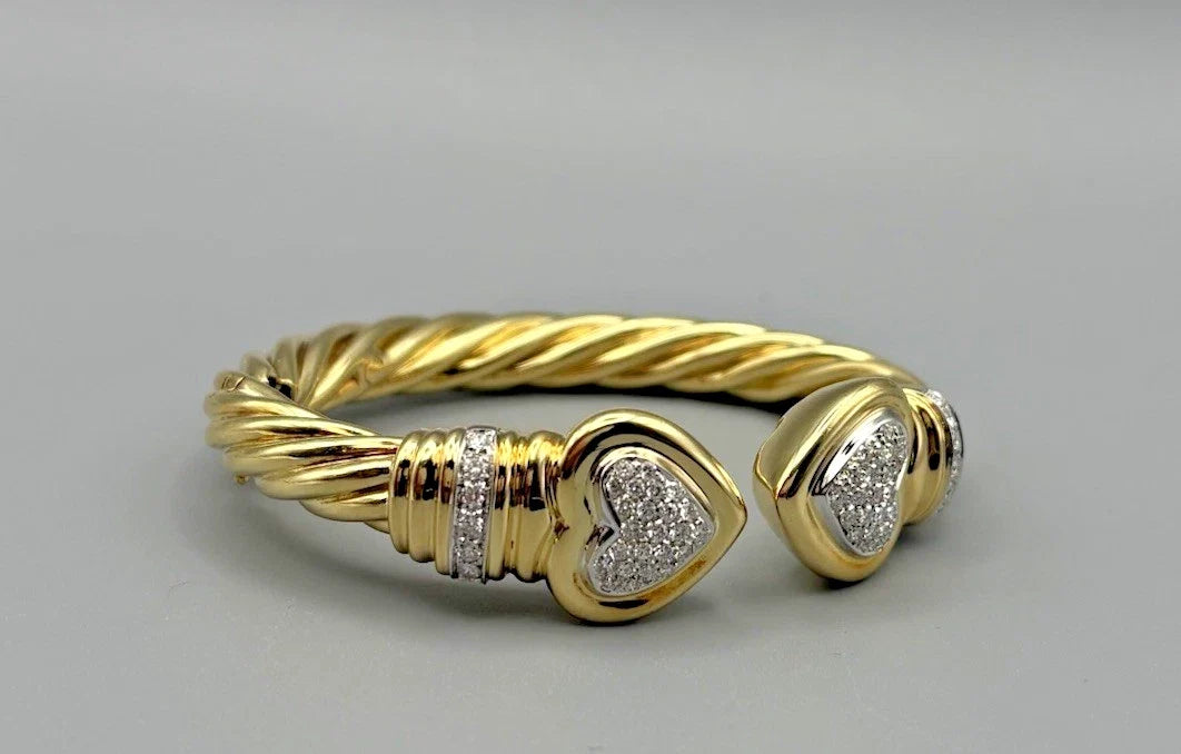 Wempe Atelier 18K Gold Vintage Armreif 750 Gelbgold Gestempelt Herzen Brillanten