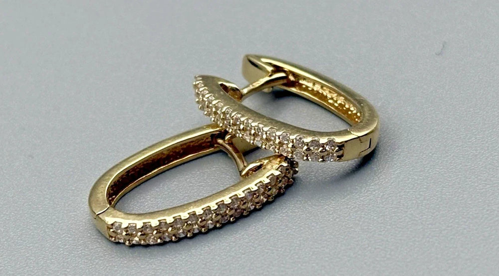 Creolen mit Diamanten – 585 Gelbgold