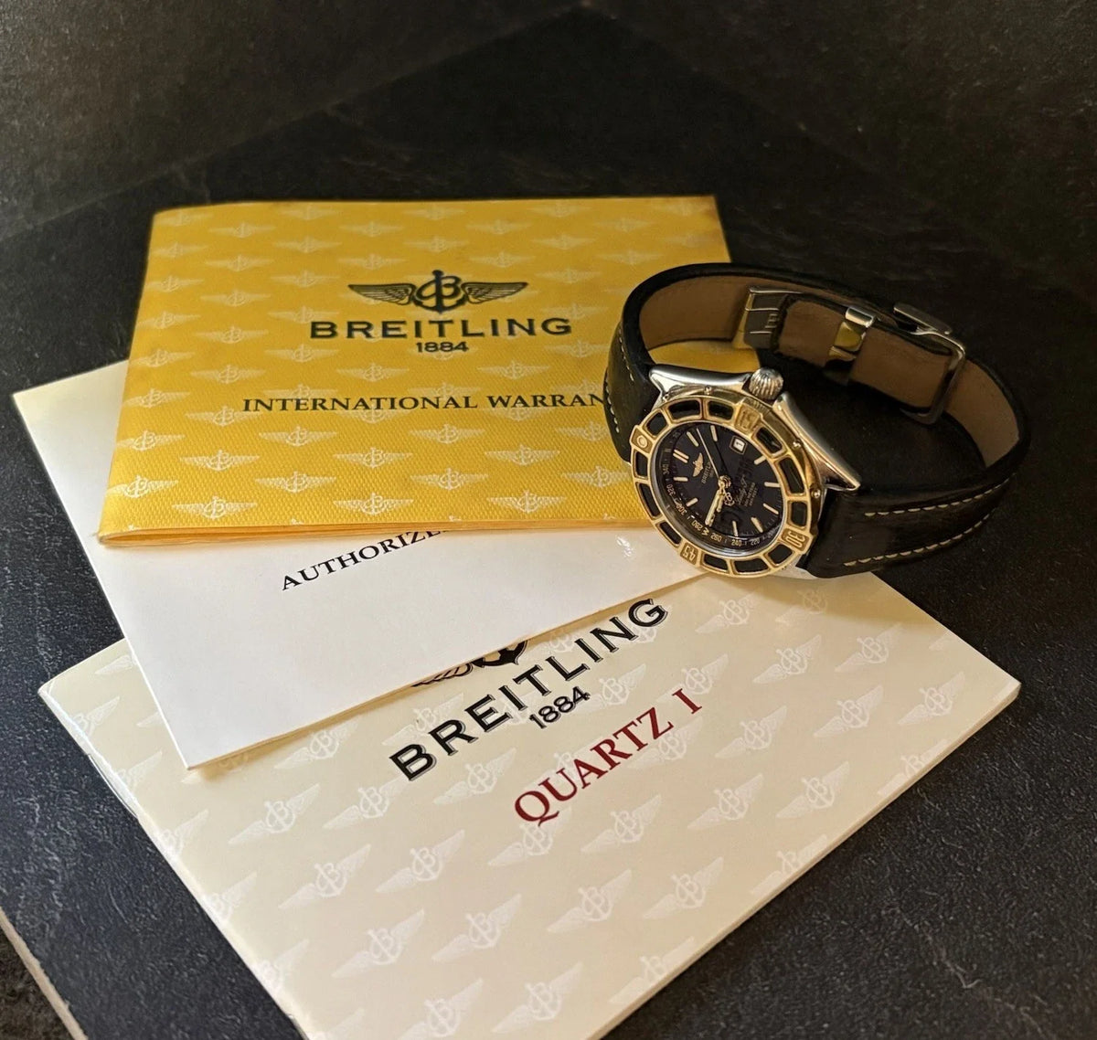 BREITLNG LADY J Damen Uhr STAHL/GOLD D52065 Fullset Quartz 1997