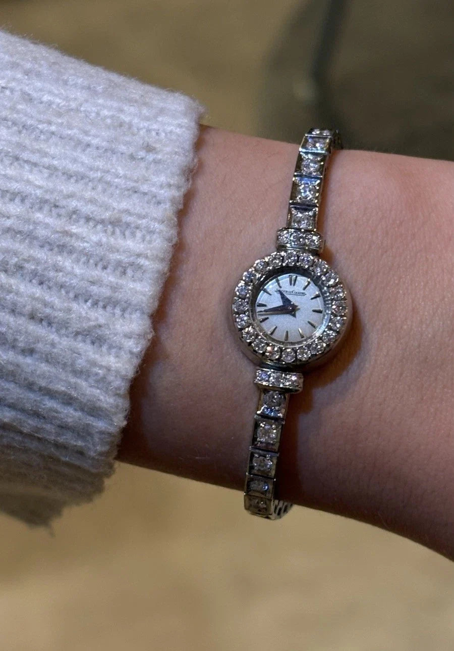 Jaeger LeCoultre Damen Uhr 750 Weißgold 18K Brillant Besetzt 2 Carat Handaufzug