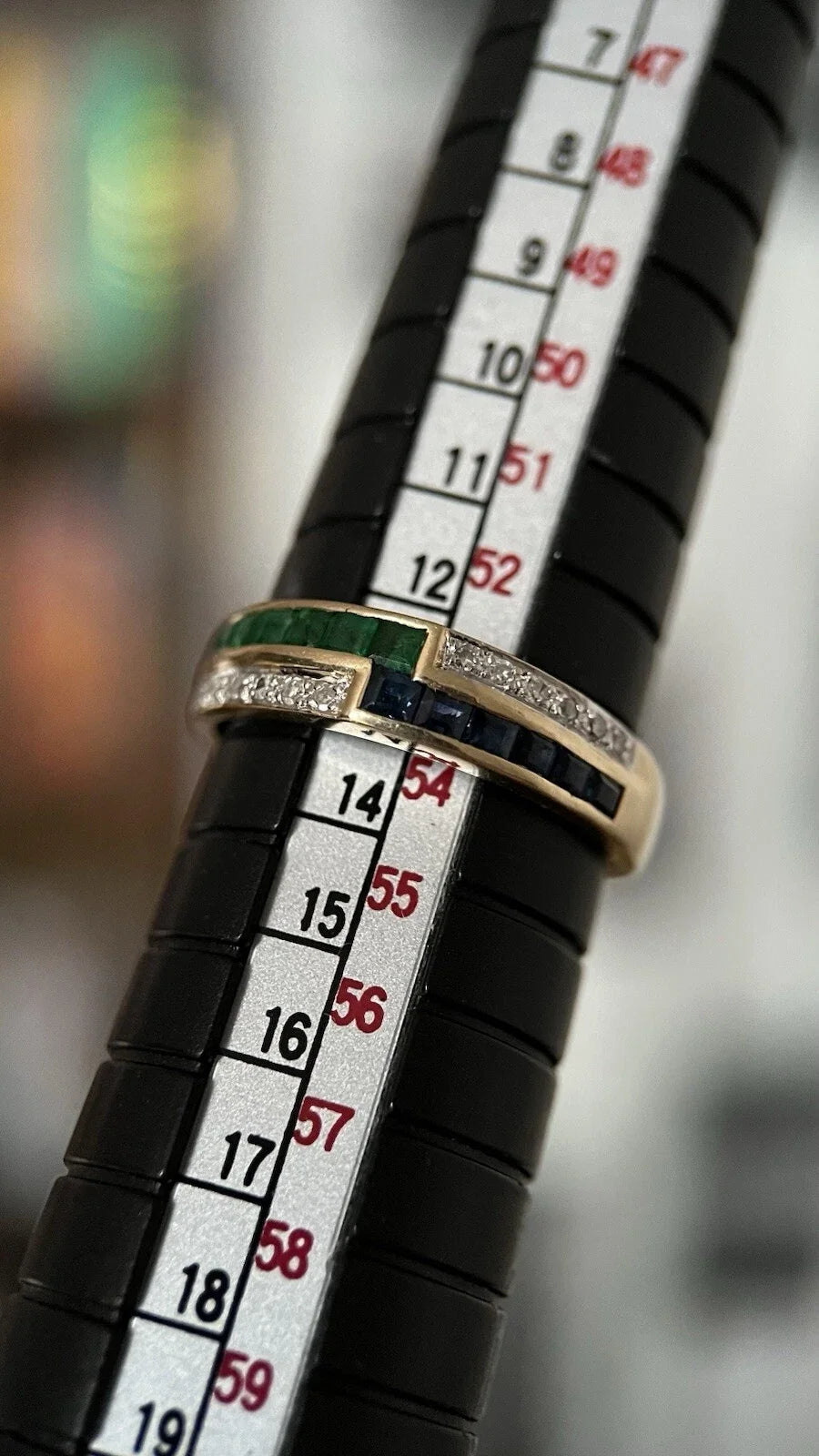 14 Karat Gold Ring Mit Saphir, Smaragd & Diamanten Gr. 54 Gelbgold 585