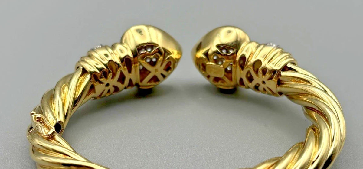 Wempe Atelier 18K Gold Vintage Armreif 750 Gelbgold Gestempelt Herzen Brillanten