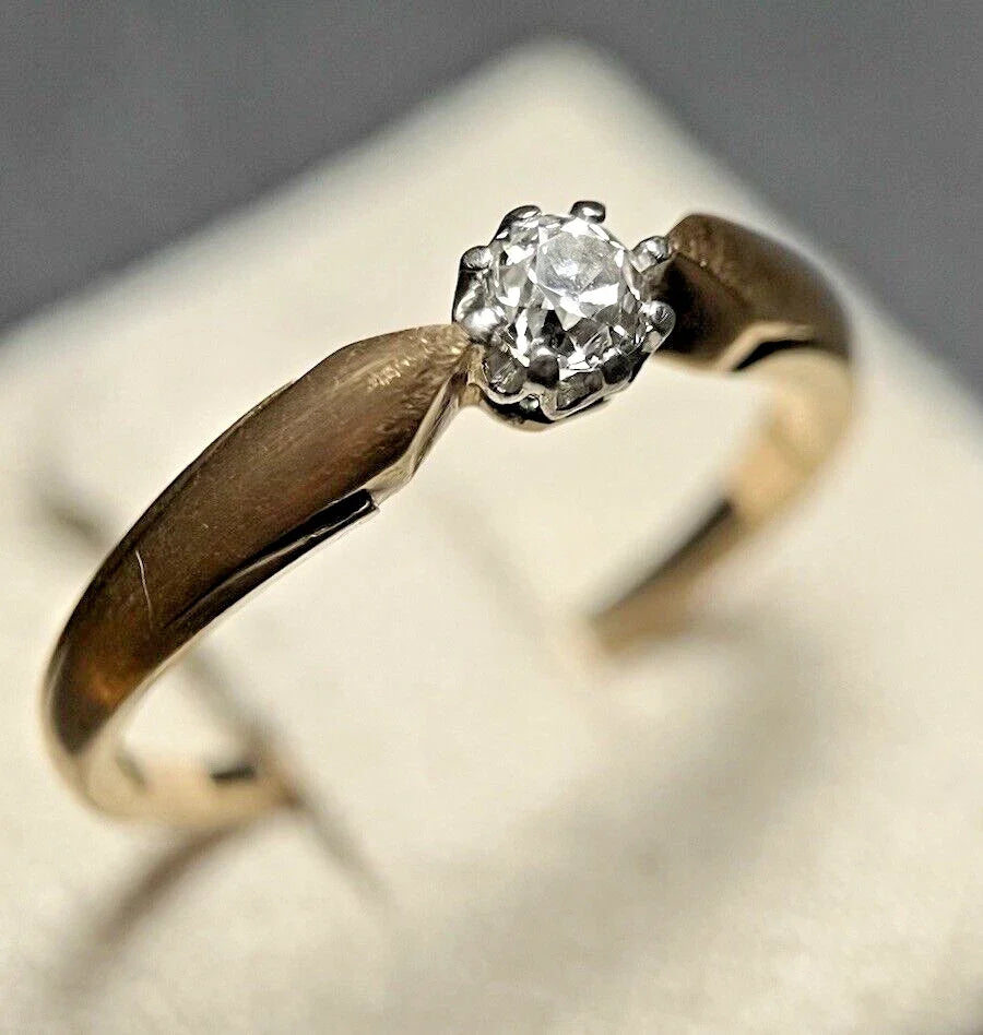 Solitärring mit Altschliff-Diamant – 585 Gelbgold, Gr. 58