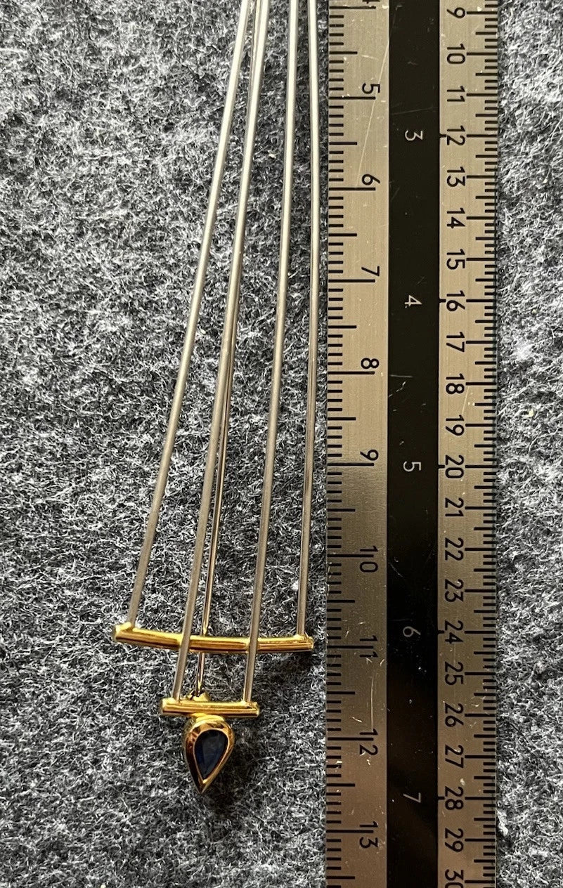 Vintage 18 Karat Gold Brosche Saphir & Brillant 750 Weiß/Gelbgold Anstecknadel