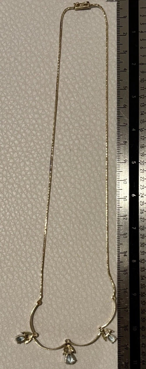 14 Karat Gold Collier Aquamarin & Brillanten Damen 585 Gelbgold Halskette
