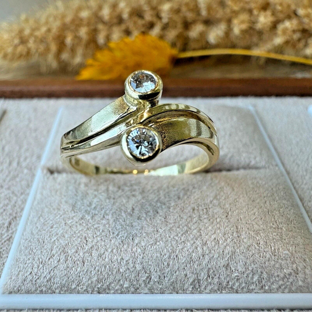 585 Gold Ring Mit Brillianten ca. 0,15 ct TWSI Gr. 54 Gelbgold Damen 14 Karat