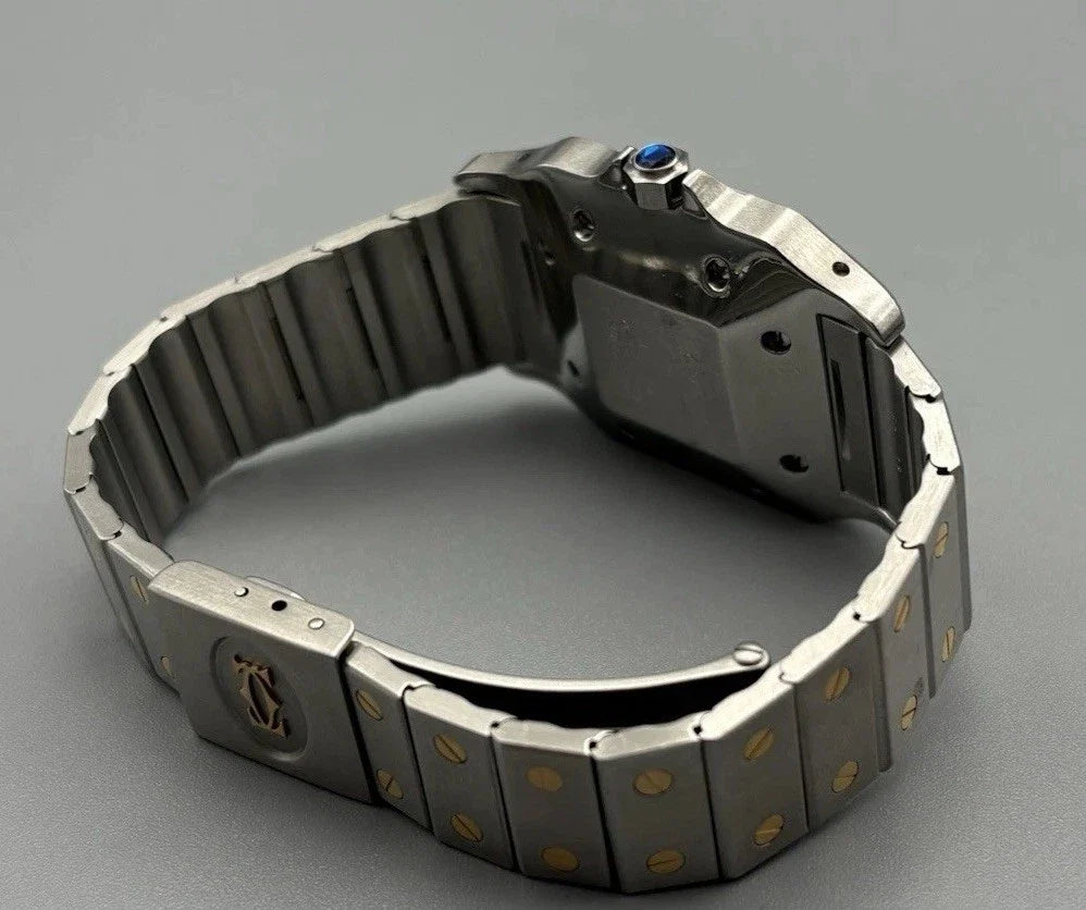 Cartier Santos Carrée Automatik AC23.80 Stahl/18K Gold Frisch Revidiert Box