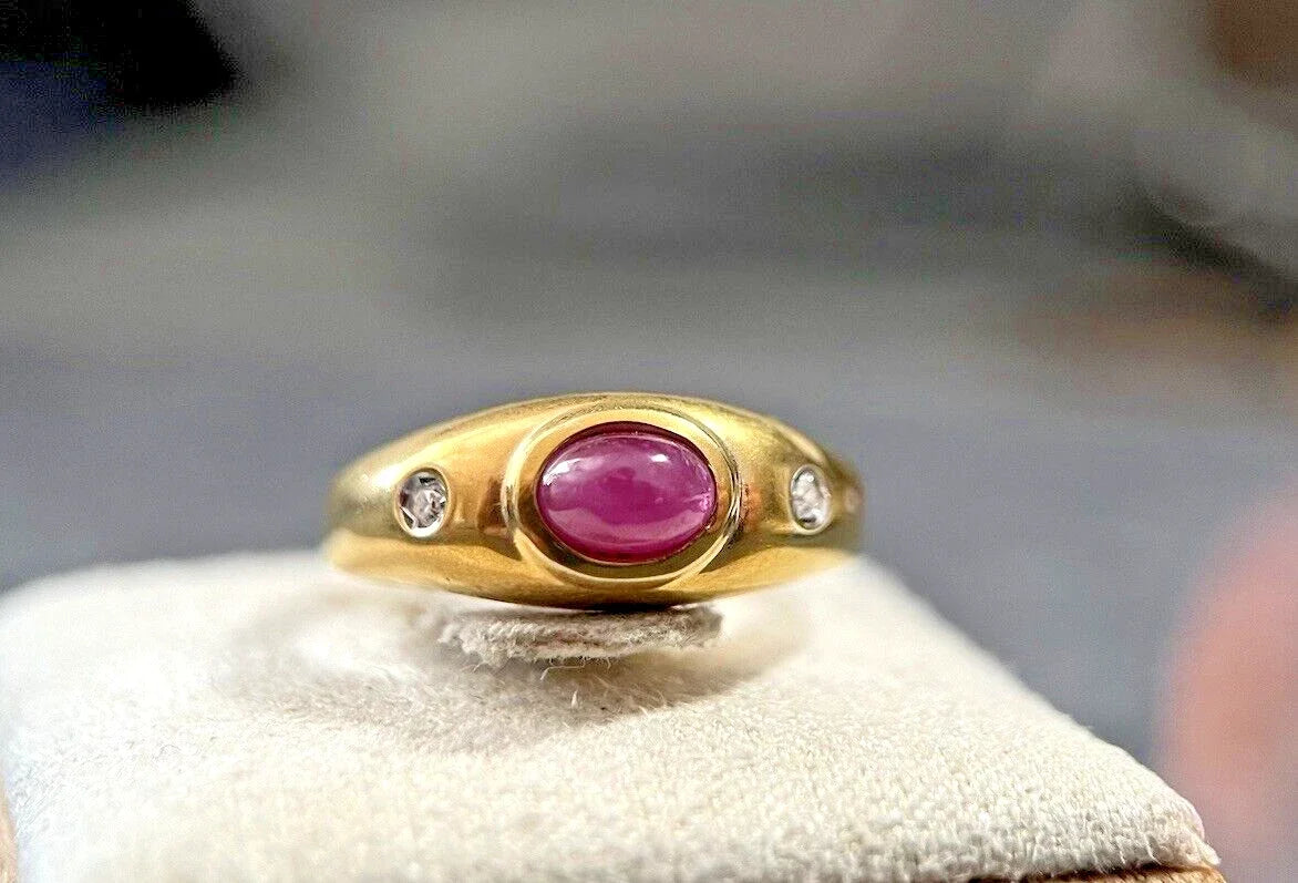 333 Gold Ring Mit Rubin & Diamanten Gelbgold 8 Karat Gr. 56,5 2,3g