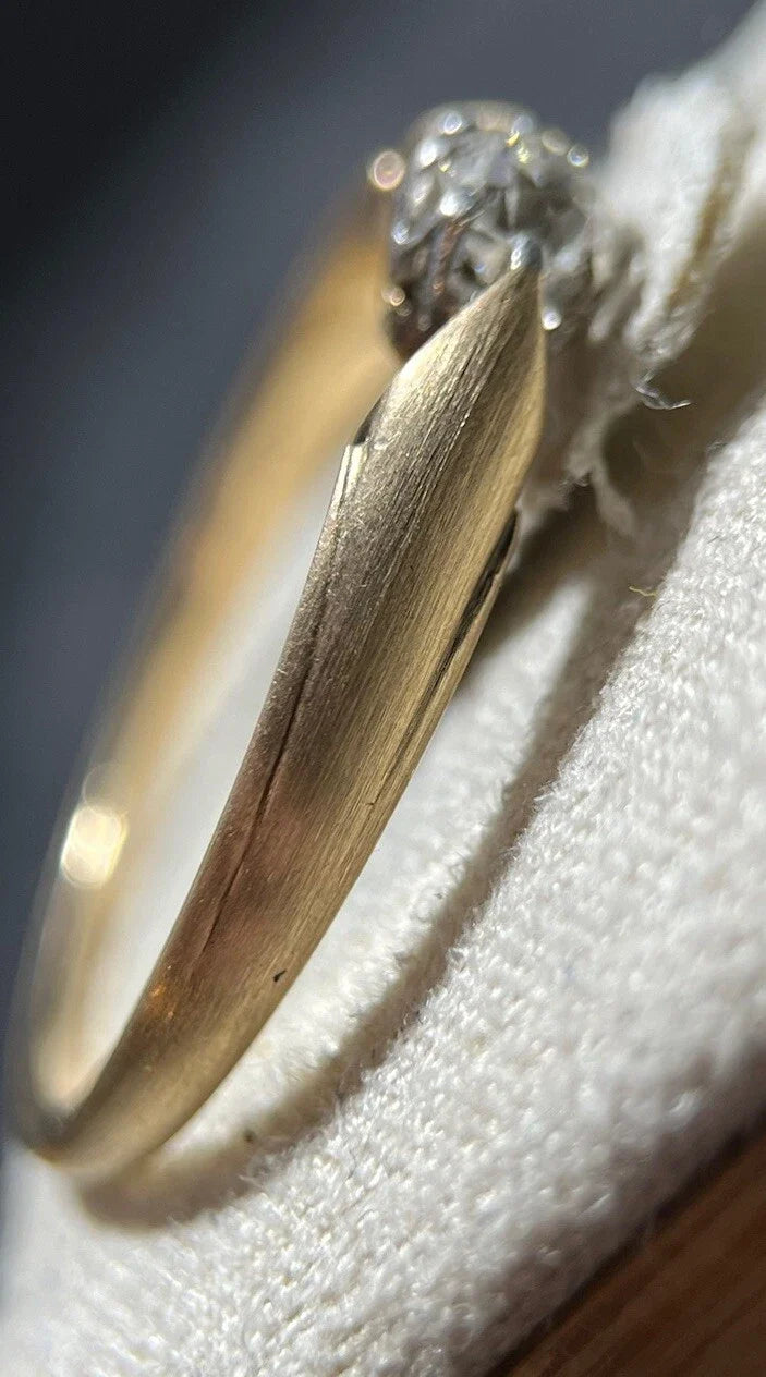 585 Gold Solitär Ring Mit Altschliff Diamant 14 Karat Gelbgold Matt Gr. 58