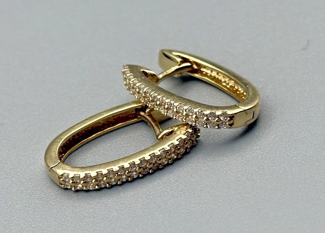 14 Karat Gold Creolen Ohrringe 585 Gelbgold Diamanten