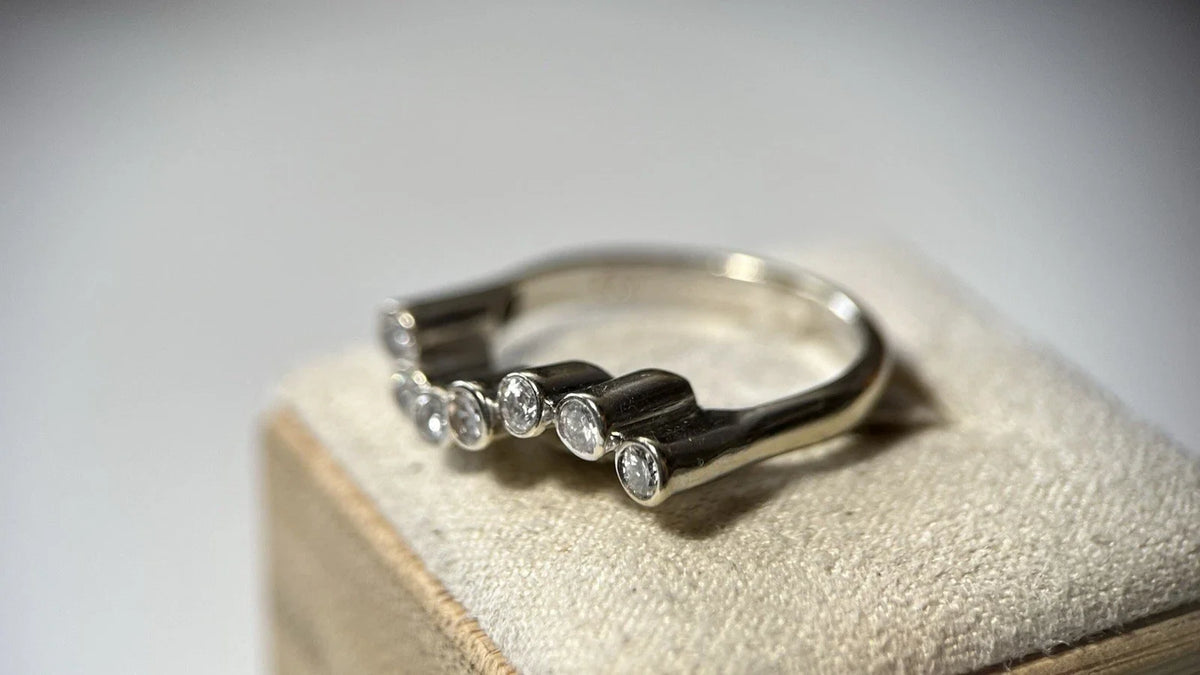 14 Karat Weißgold Brillant Ring 7 Brillanten 0,42 Carat 585 Gold Gr. 54