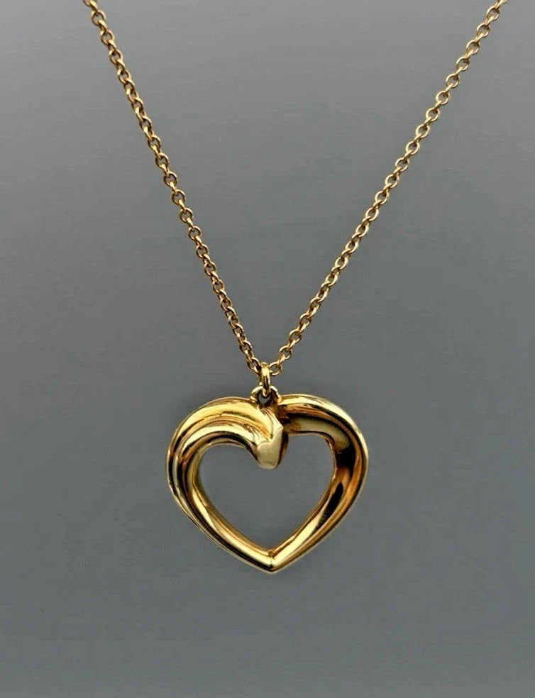 Tiffany Paloma Picasso Herzanhänger mit Kette – 750 Gelbgold, 40 cm
