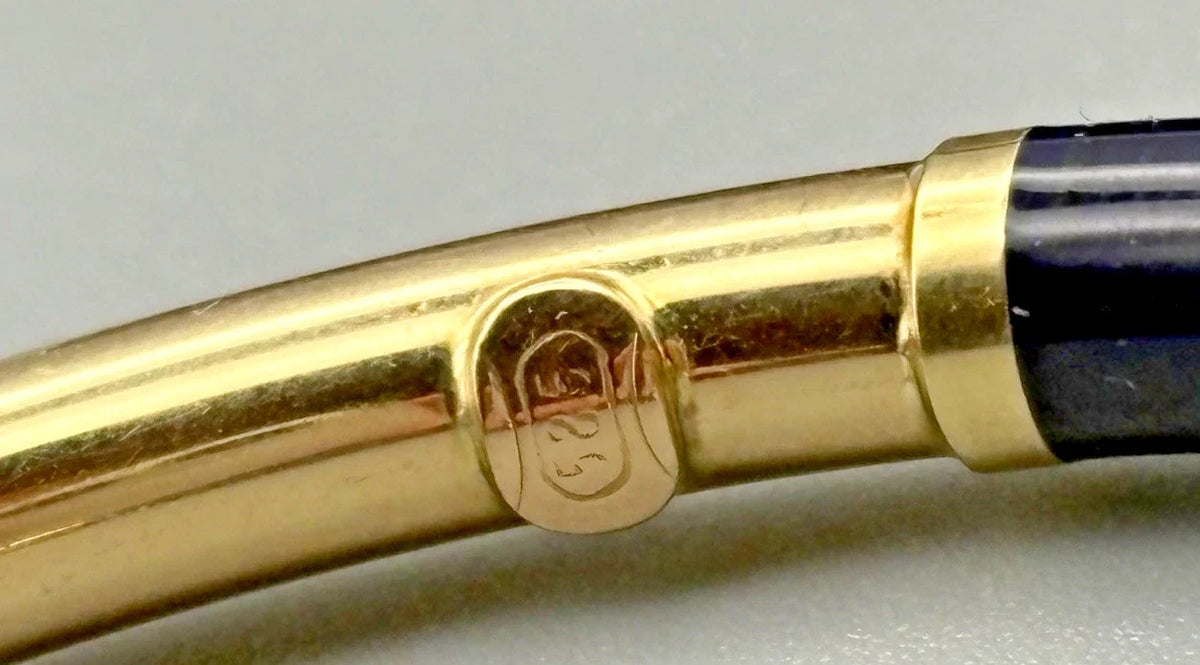 14 Karat Gold Armreif 585 Gelbgold Blaue Emaille 18,5 cm Umfang Vintage