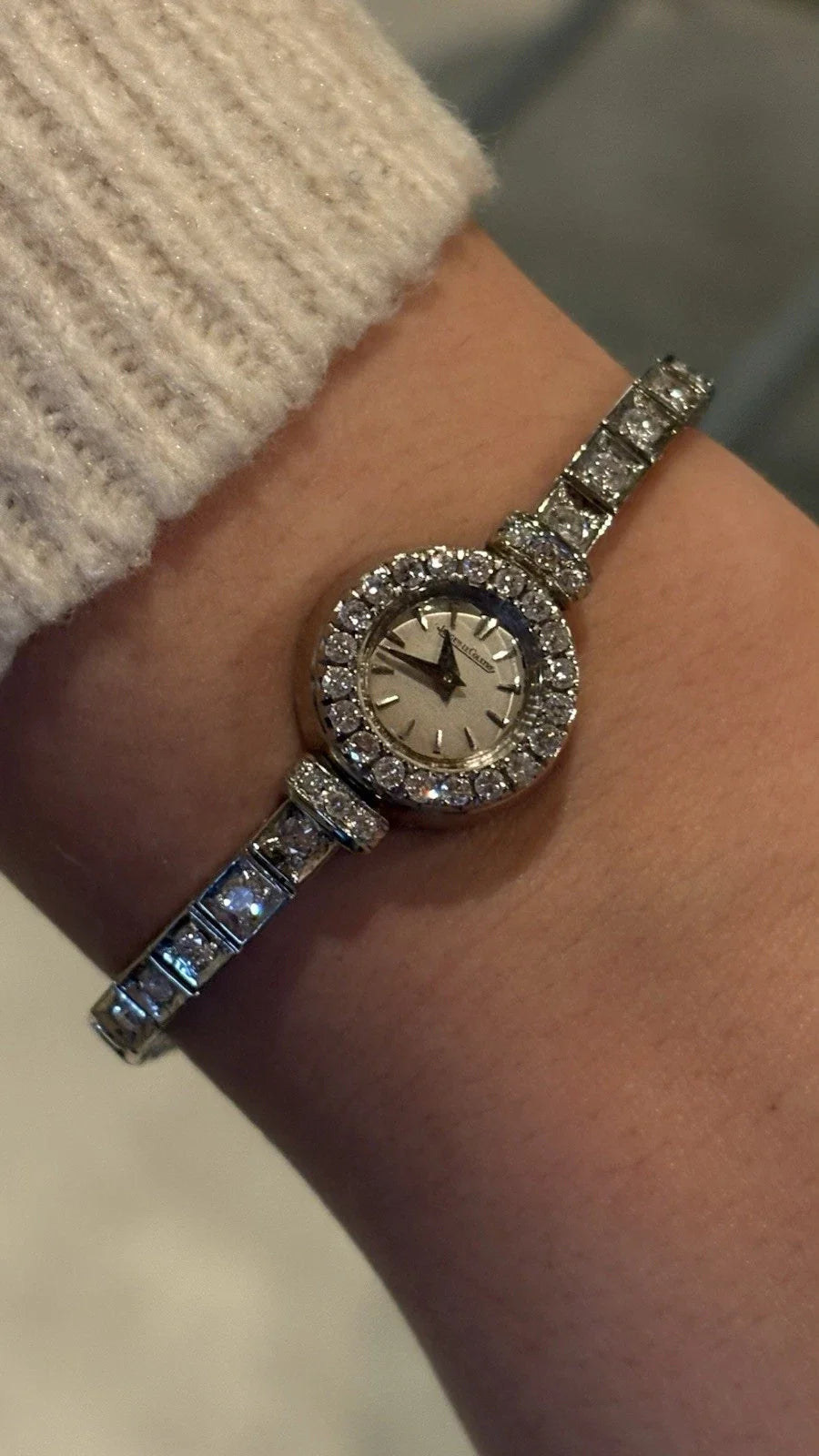 Jaeger LeCoultre Damen Uhr 750 Weißgold 18K Brillant Besetzt 2 Carat Handaufzug