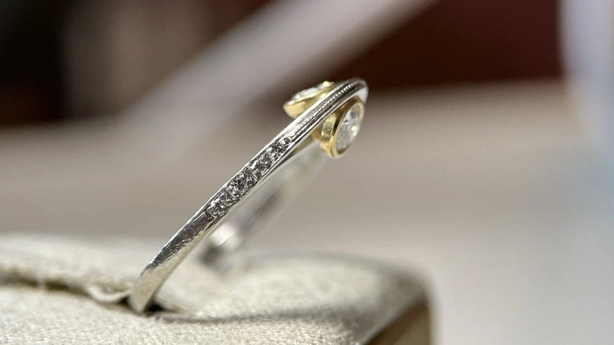 Einzigartiger 950 Platin Ring mit 2x 0,37 Carat Brillanten Gr. 51