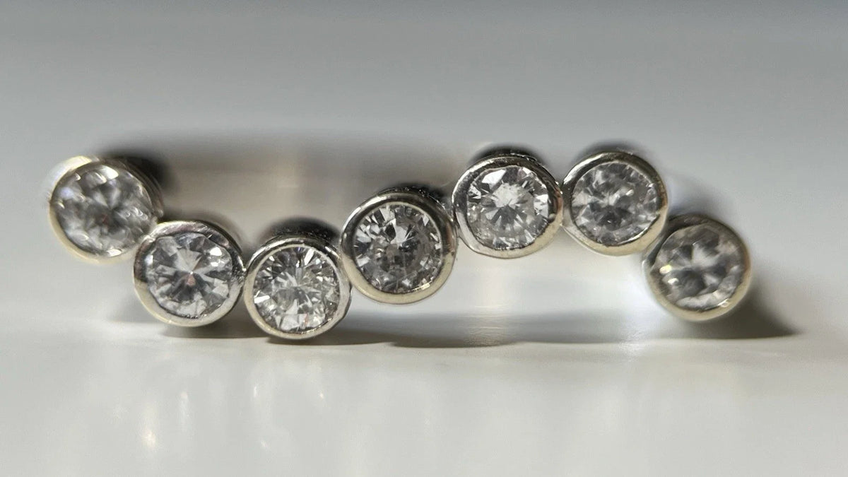 14 Karat Weißgold Brillant Ring 7 Brillanten 0,42 Carat 585 Gold Gr. 54
