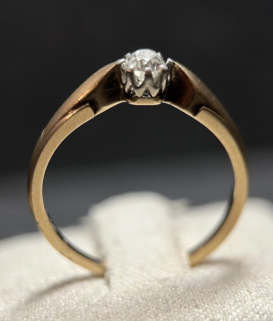 585 Gold Solitär Ring Mit Altschliff Diamant 14 Karat Gelbgold Matt Gr. 58
