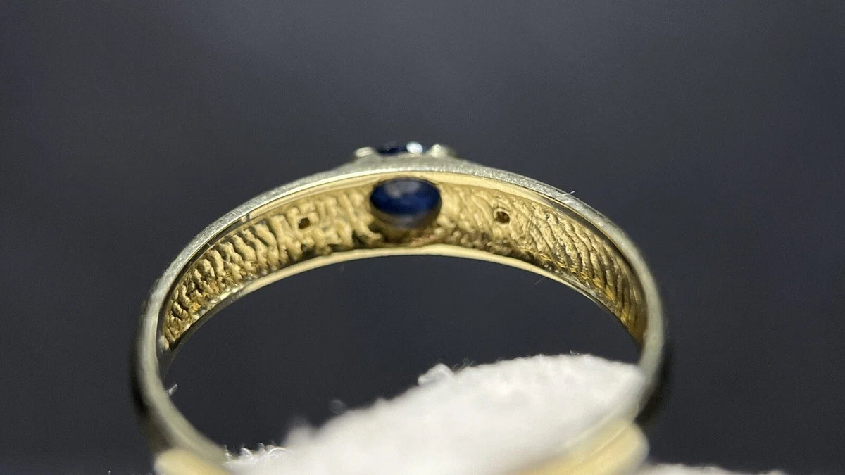 585 Gold Ring Mit Saphir Und Diamanten Gr. 56,5 Gelbgold 14 Karat