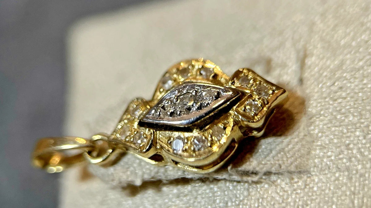 14 Karat Gelbgold Anhänger 585 Gold Kettenanhänger 15 Diamanten