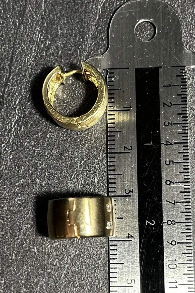 Hochwertige 585 Gold Creolen Mit 12 Brillianten Gelbgold 14 Karat Ohrringe Matt