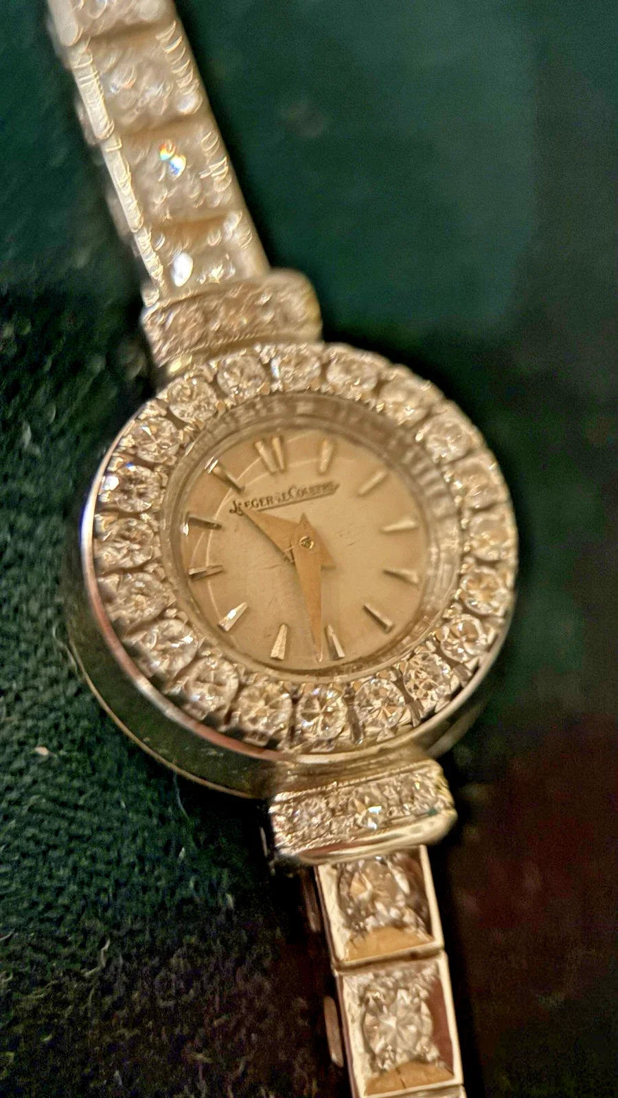 Jaeger LeCoultre Damen Uhr 750 Weißgold 18K Brillant Besetzt 2 Carat Handaufzug