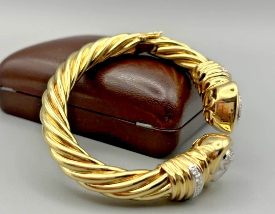 Wempe Atelier 18K Gold Vintage Armreif 750 Gelbgold Gestempelt Herzen Brillanten